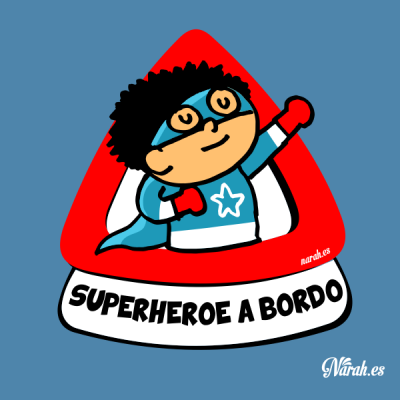 Superheroe azul a bordo