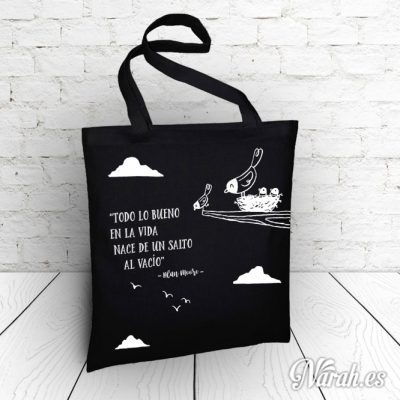 bolsa de tela ilustrada con mensaje