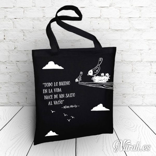 bolsa de tela ilustrada con mensaje