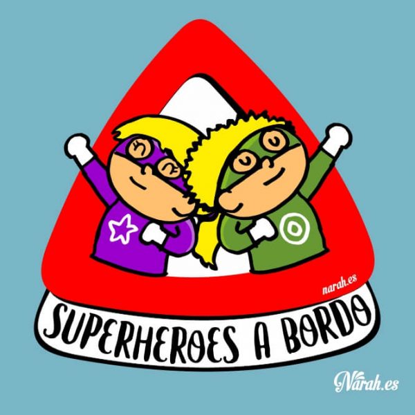 Hermana y hermano superhéroes a bordo