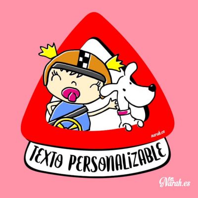 Bebé a bordo niña piloto y perro blanco